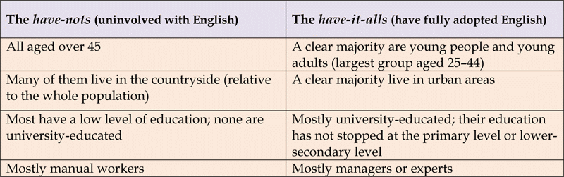 A society divided by knowledge and use of English