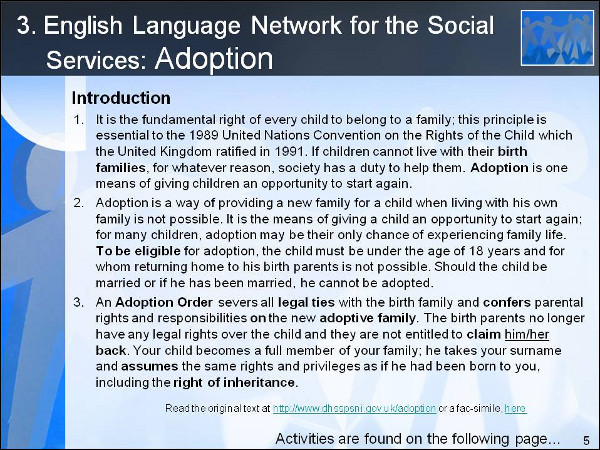Figure 3. Introductory section to 'Adoption'.