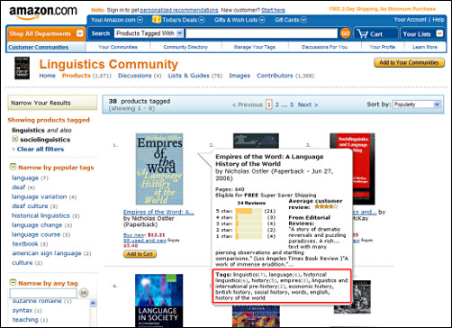 Figure 4. social tagging features incorporated  into Amazon.com.