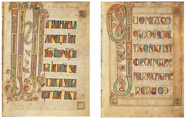 The initial pages of the Gospels of Mark and Luke