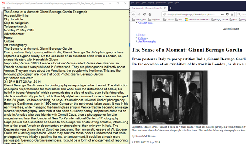 Figure 8. Viewing/editing text and corresponding HTML side-by-side.